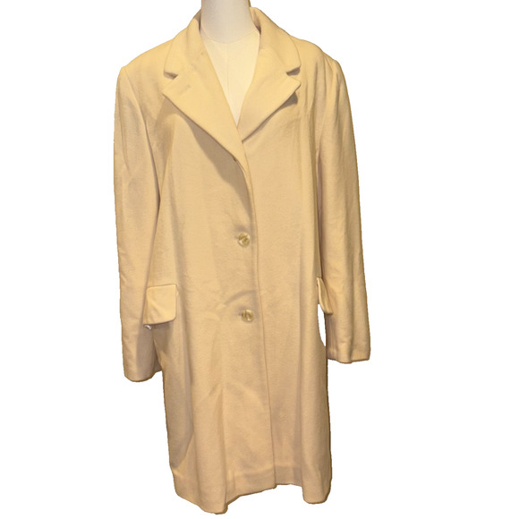 BIlL BLASS Blassport Wool/Cashmere/Winter White/Coat Women’s Sz 18/Made in Italy - Picture 1 of 7